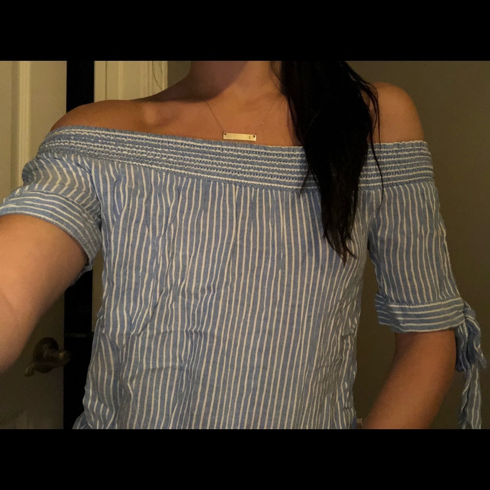 off the shoulder striped top